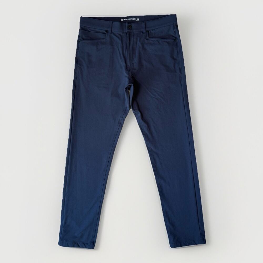 Western Rise Pants 34 Blue Straight Leg Minimalist Golf Sportswear Outdoors